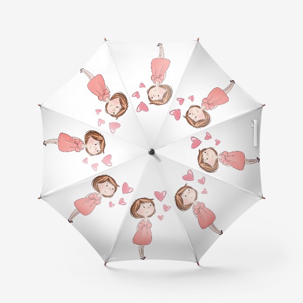 Зонт «девочка с воздушными шариками сердечки»