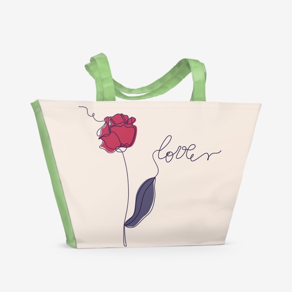 Пляжная сумка «Цветок в стиле лайн арт»