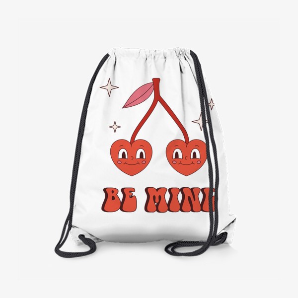Рюкзак «Be Mine | Будь моим. Забавные вишенки в форме сердечек в ретро стиле. Принт на 14 февраля День Святого Валентина.»