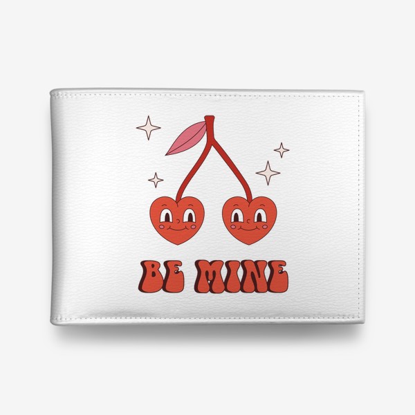 Кошелек «Be Mine | Будь моим. Забавные вишенки в форме сердечек в ретро стиле. Принт на 14 февраля День Святого Валентина.»