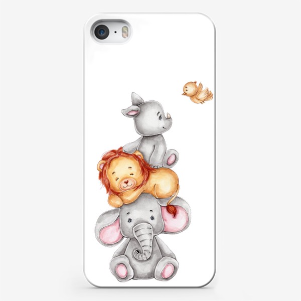 Чехол iPhone «Слоник, лев и носорог»