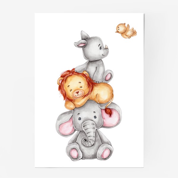 Постер «Слоник, лев и носорог»
