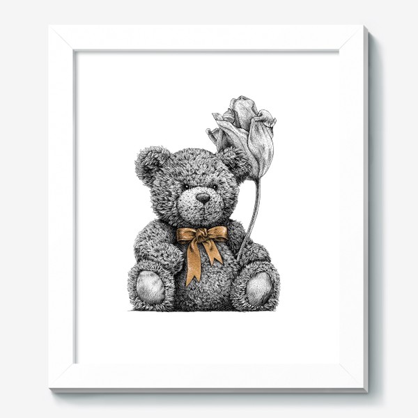 Картина «Плюшевый мишка с тюльпаном»