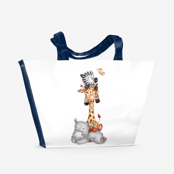 Пляжная сумка &laquo;Бегемот, жираф и зебра&raquo;