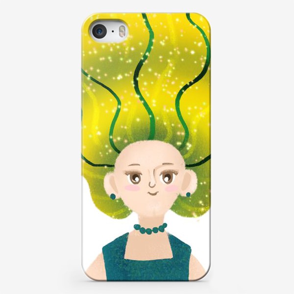 Чехол iPhone «Мультяшная девушка с зелёными волосами»