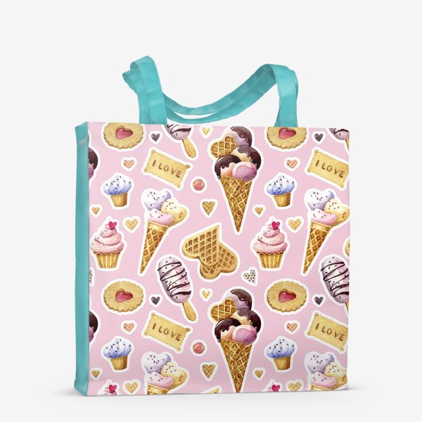 Сумка-шоппер «Любовь к сладостям, паттерн»