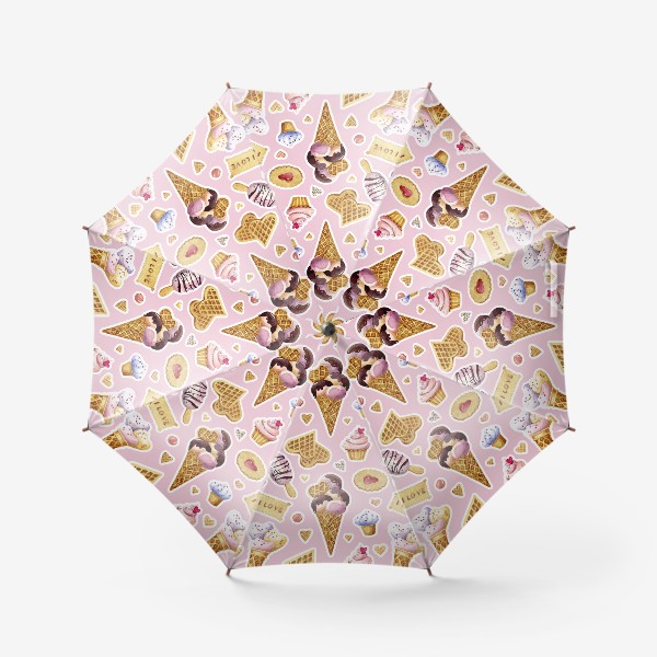 Зонт «Любовь к сладостям, паттерн»