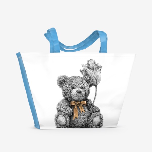 Пляжная сумка «Плюшевый мишка с тюльпаном»