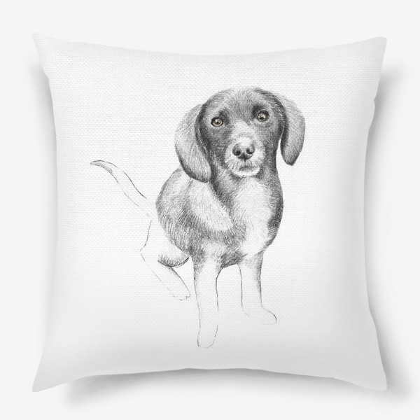 Подушка «Щенок. Рисунок собаки карандашом»