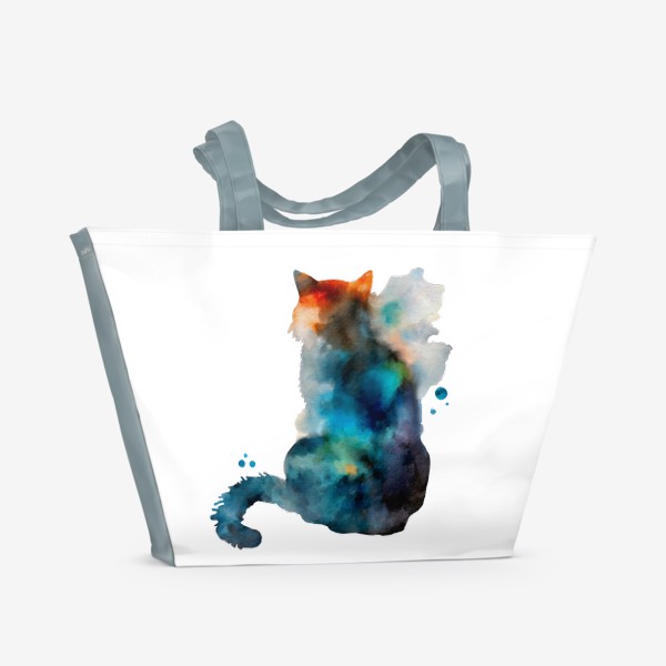 Пляжная сумка «Кошка акварель»