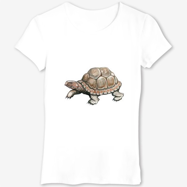 Футболка &laquo;Акварельная нарисованная вручную иллюстрация с яркой иллюстрацией сухопутной черепахи, животное&raquo;