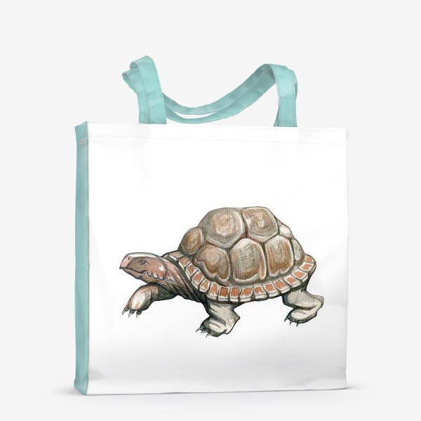 Сумка-шоппер &laquo;Акварельная нарисованная вручную иллюстрация с яркой иллюстрацией сухопутной черепахи, животное&raquo;