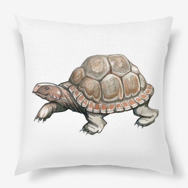 Подушка &laquo;Акварельная нарисованная вручную иллюстрация с яркой иллюстрацией сухопутной черепахи, животное&raquo;