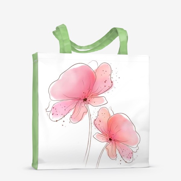 Сумка-шоппер «розовые цветы акварель»