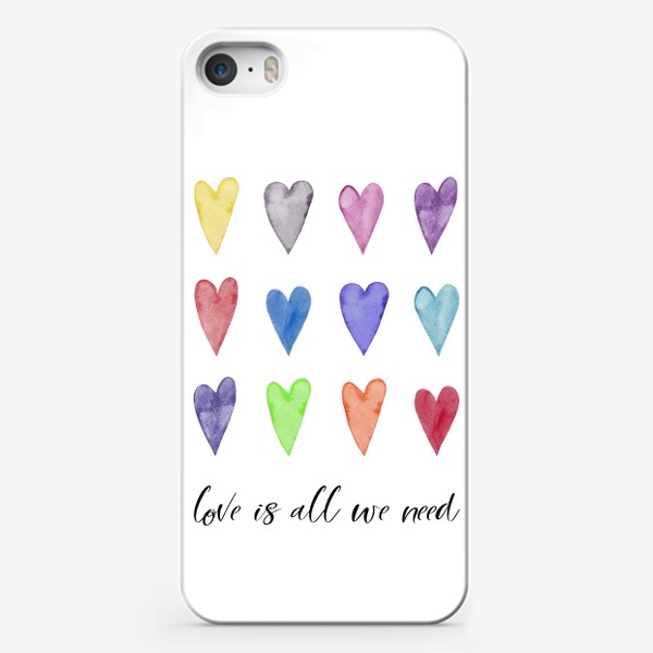 Чехол iPhone «Цветные сердечки. Love is all we need.»