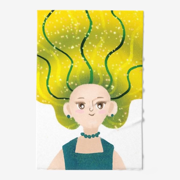 Полотенце &laquo;Мультяшная девушка с зелёными волосами&raquo;