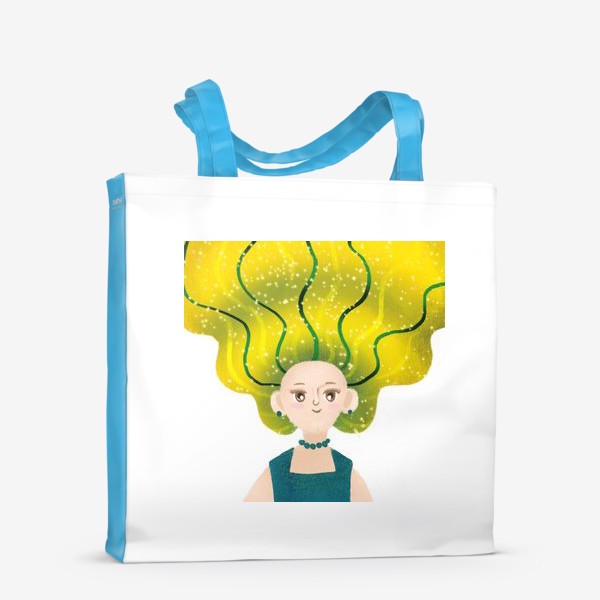 Сумка-шоппер «Мультяшная девушка с зелёными волосами»