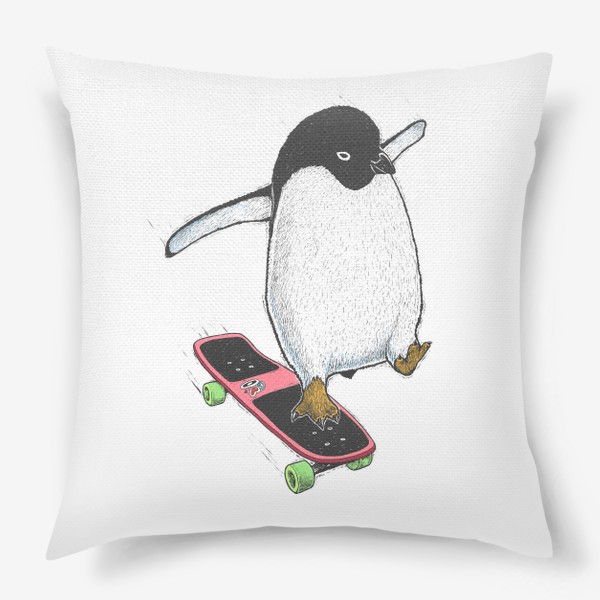 Подушка «Пингвин скейтер»