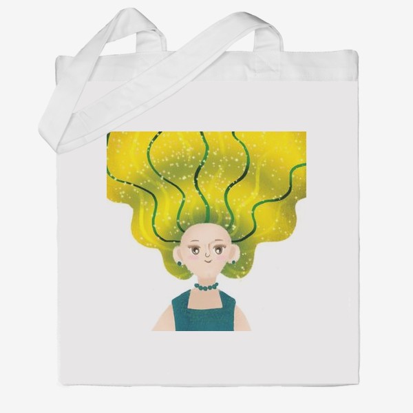 Сумка хб «Мультяшная девушка с зелёными волосами»