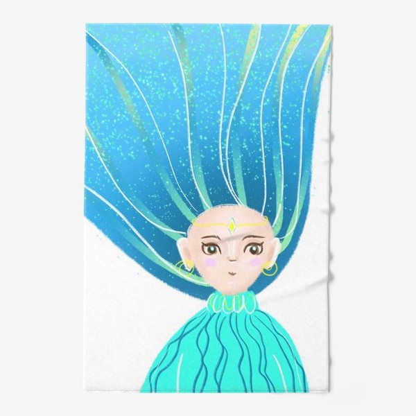 Полотенце «Инопланетная девушка с голубыми волосами»