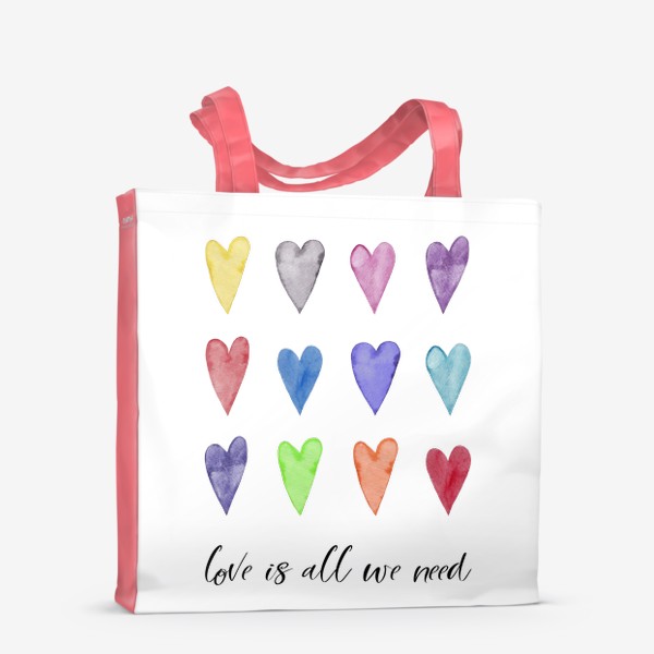 Сумка-шоппер «Цветные сердечки. Love is all we need.»