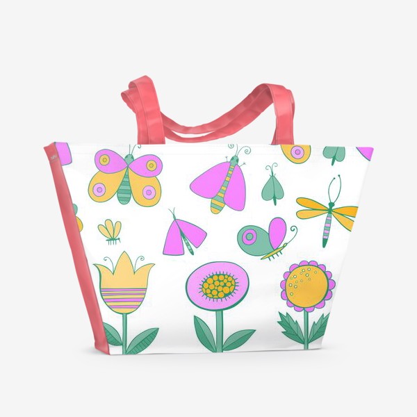 Пляжная сумка &laquo;бабочки цветочки&raquo;