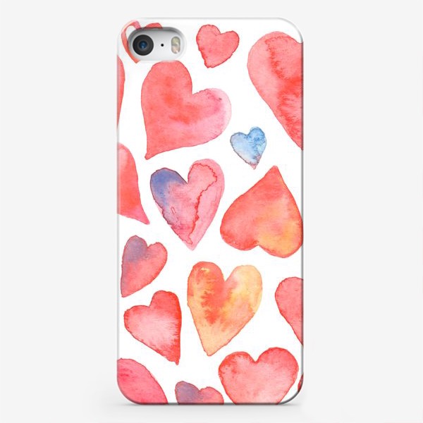 Чехол iPhone «Пттерн из акварельных сердец. Сердце. День святого Валентина»