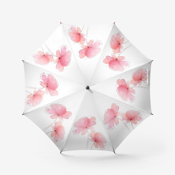 Зонт «розовые цветы акварель»