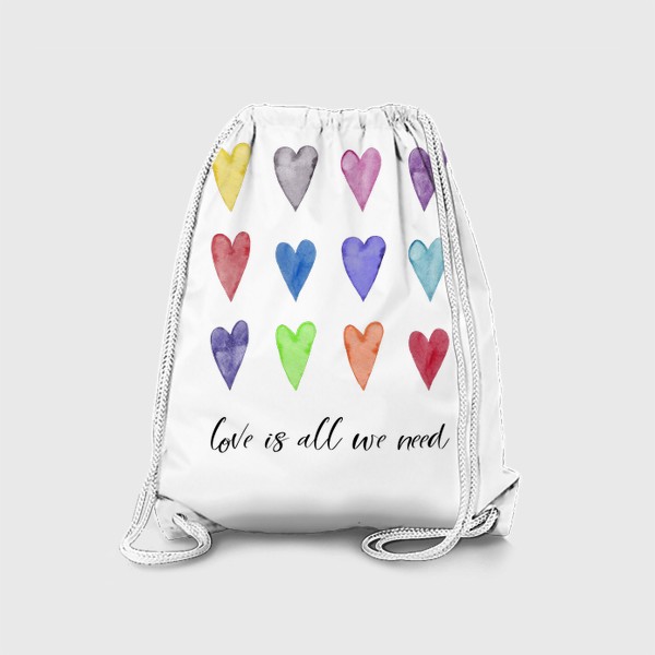 Рюкзак «Цветные сердечки. Love is all we need.»