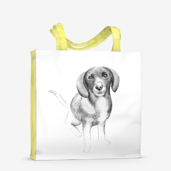 Сумка-шоппер «Щенок. Рисунок собаки карандашом»