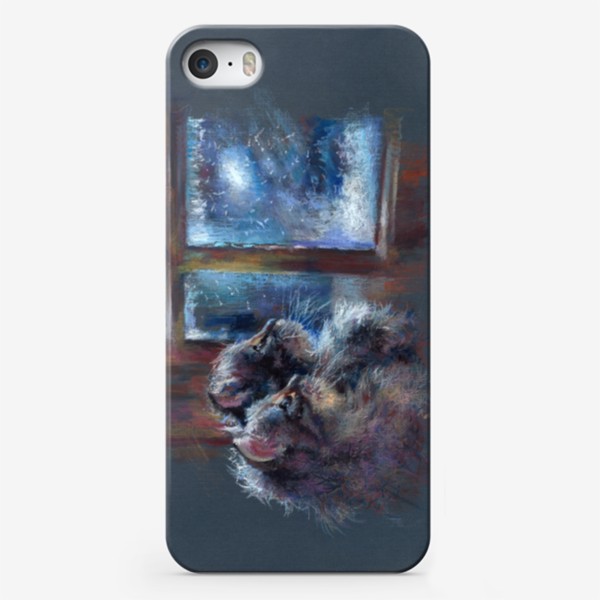 Чехол iPhone «Котята, снег ,зима ,ночь »