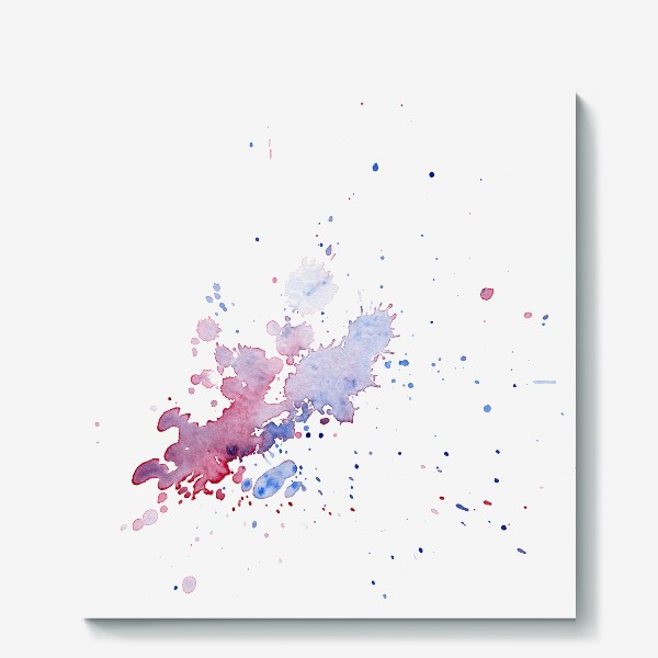 Холст &laquo;Акварельная абстракция. Розовый голубой фон. Брызги краски.&raquo;