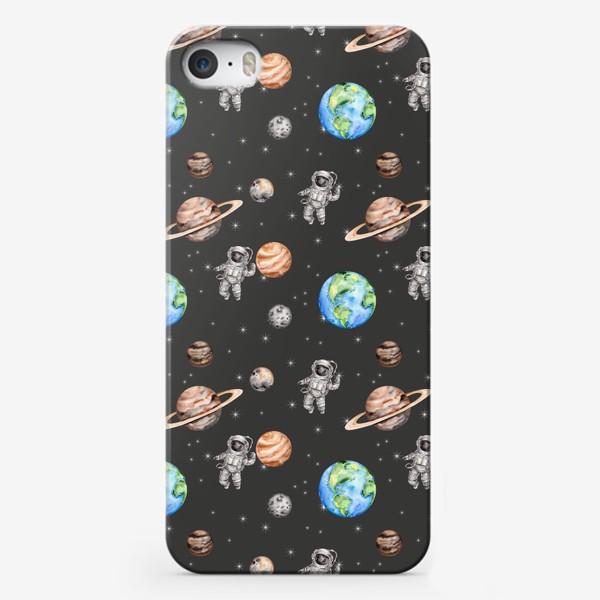 Чехол iPhone &laquo;Паттерн: открытый космос, планеты, звезды, космонавт.&raquo;