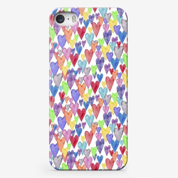 Чехол iPhone «Цветные сердечки. Бесшовный паттерн. Любовь.»