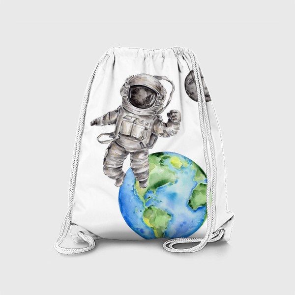 Рюкзак &laquo;Космонавт летит на Луну. Акварельная иллюстрация&raquo;