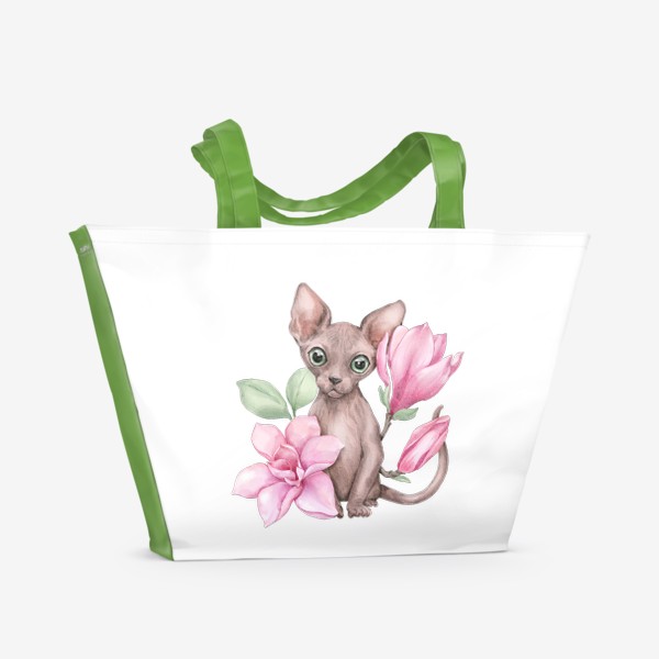 Пляжная сумка «Сфинкс и цветы магнолии»