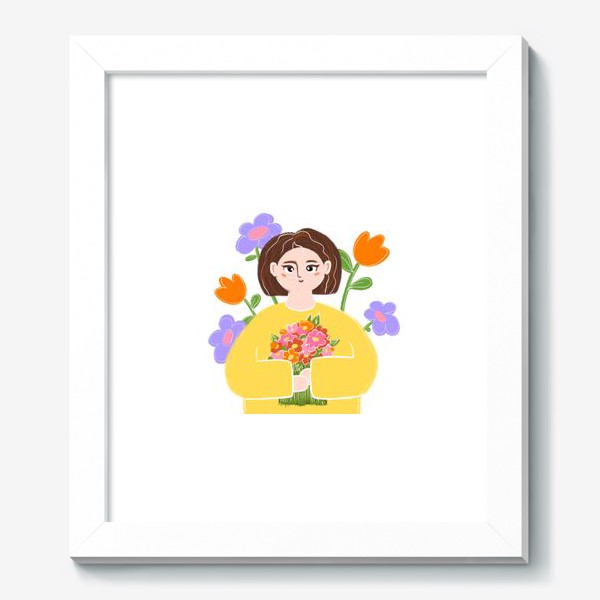 Картина «Девушка с цветами — в подарок на 8 марта и 14 февраля »