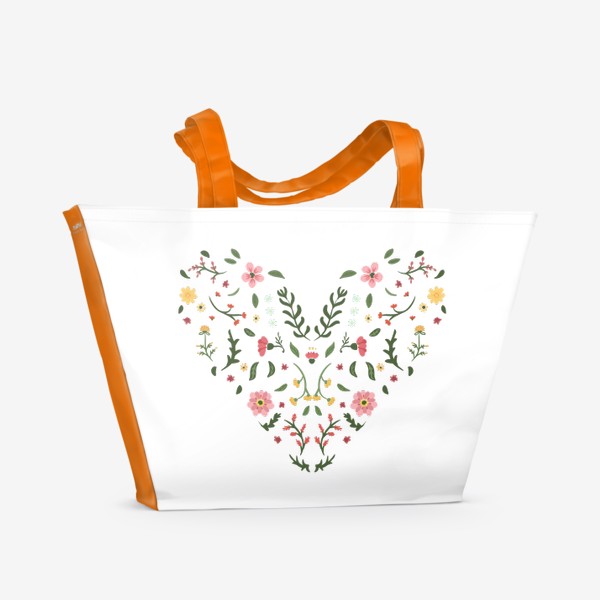 Пляжная сумка «Сердце из цветов, любовь»