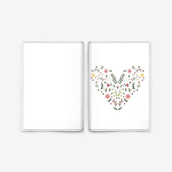 Обложка для паспорта «Сердце из цветов, любовь»