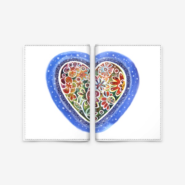 Обложка для паспорта «Ко Дню всех влюблённых. Весенние цветы в сердечке. Акварель.»