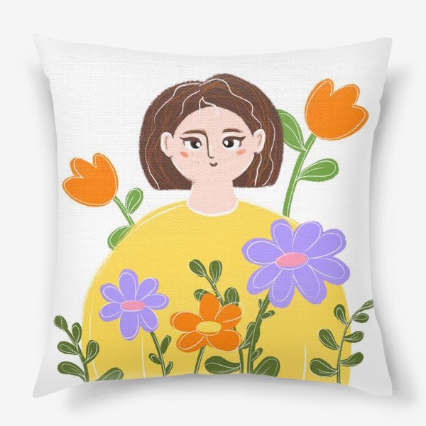 Подушка «Девушка с цветами »