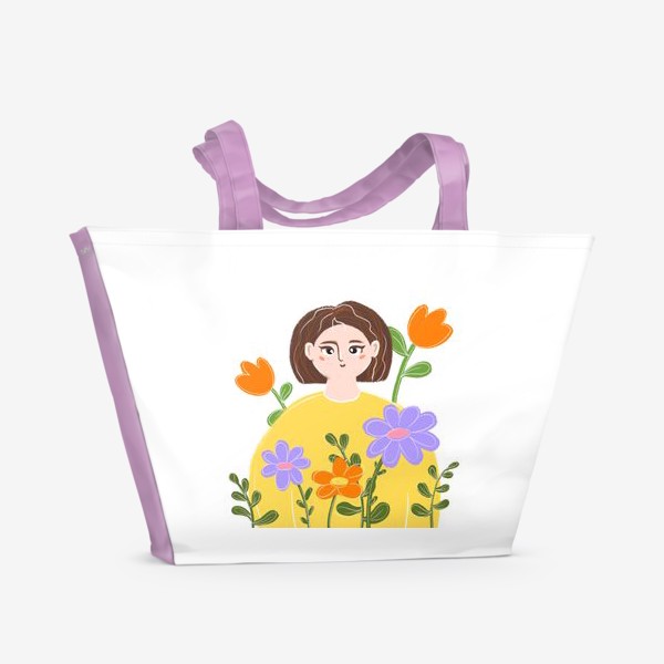 Пляжная сумка &laquo;Девушка с цветами &raquo;