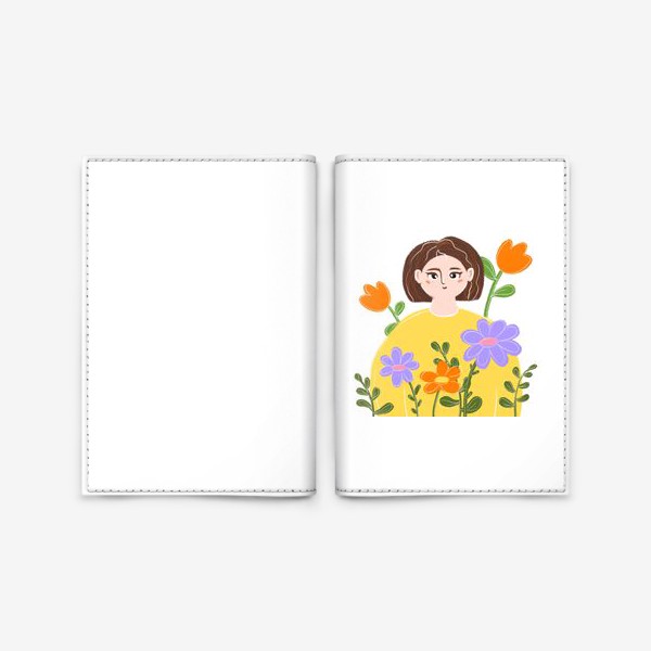 Обложка для паспорта «Девушка с цветами »