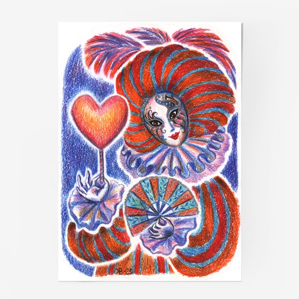 Постер «Ко Дню Влюбленных. Венецианский карнавал, маска, сердечко. »