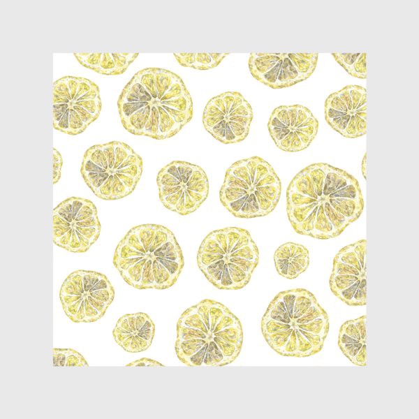 Скатерть &laquo;Акварельный нарисованный вручную бесшовный фон с яркими иллюстрациями ломтиков желтых лимонов. Круглые срезы, цитрус&raquo;