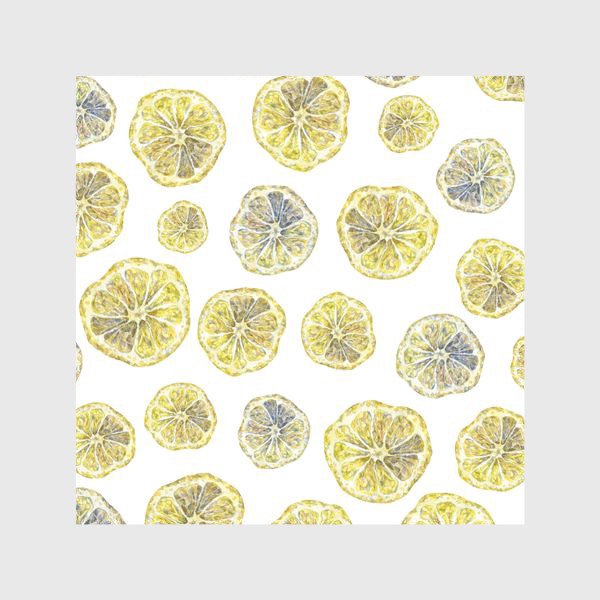 Шторы &laquo;Акварельный нарисованный вручную бесшовный фон с яркими иллюстрациями ломтиков желтых лимонов. Круглые срезы, цитрус&raquo;