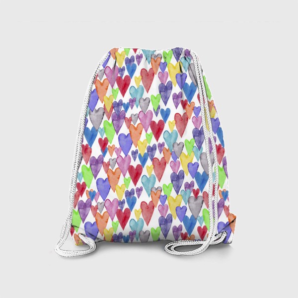 Рюкзак «Цветные сердечки. Бесшовный паттерн. Любовь.»