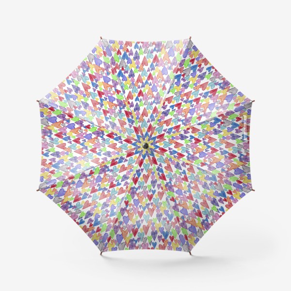 Зонт «Цветные сердечки. Бесшовный паттерн. Любовь.»