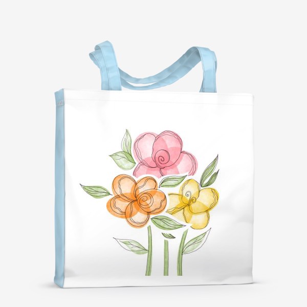 Сумка-шоппер «Акварельные цветы — в подарок на 8 марта»