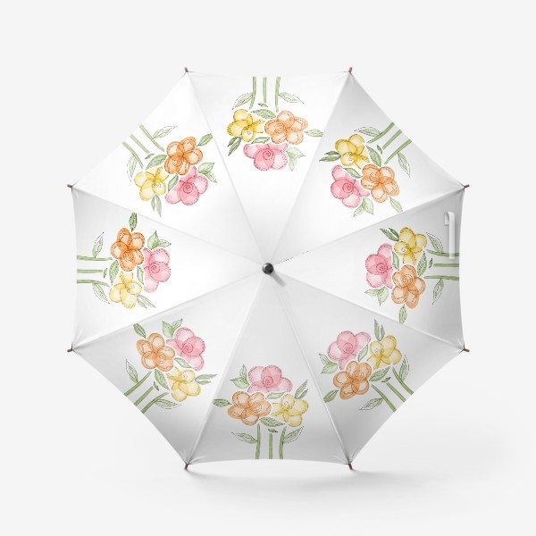 Зонт «Акварельные цветы — в подарок на 8 марта»